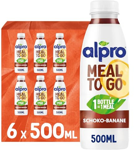 Alpro Meal To Go Schokoladen-Bananen Geschmack Geschmack – Proteinreiche Trinkmahlzeit – 6 x 500 ml
