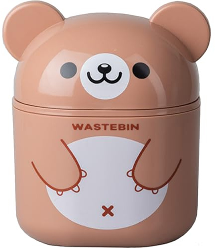 Gadpiparty Cubo de Basura Pequeño para Escritorio de Plástico Pp con Tapa Abatible, Mini Papelera Marrón para Oficina, Dormitorio y Sala, Compacto y Funcional