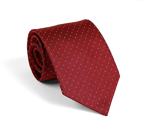 Remo Sartori - Cravatta Lunga Extra Lunga XL in Seta a Righe Dorate, Lunghezza da 155 cm a 175 cm, Made In Italy, Uomo (Lunghezza 165 cm, Rosso)