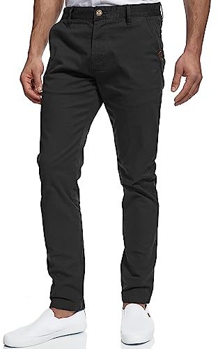 Indicode Herren Cherry Chinohose Stretchhose | Chino Herrenhose Stretch Stoffhose Black, 38/32