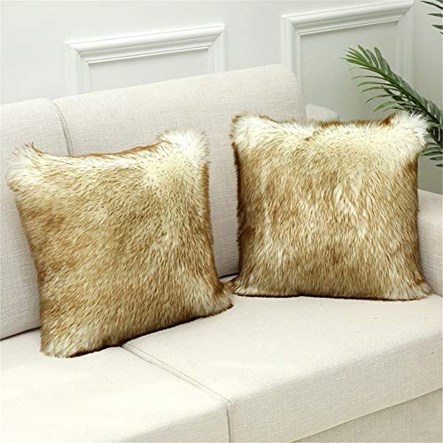 XDKS Fundas de cojín de piel sintética, suaves y cuadradas, de piel sintética, funda de almohada decorativa, funda de cojín de piel sintética para sofá de salón (40 x 40 cm, café blanco)