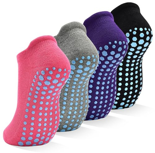 HYCLES Yoga strumpor halkfria strumpor dam 4 par yoga, pilates, Barre, dans, balett, studsmatta, sjukhus 35–43
