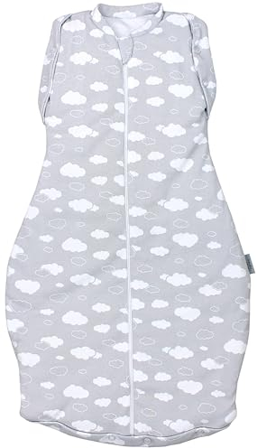 TupTam Baby Pucksack Swaddle Bag Wattiert Babyschlafsack unisex, Farbe: Wattiert 2.5 TOG/Wolken Grau, Größe: 0-3 Monate