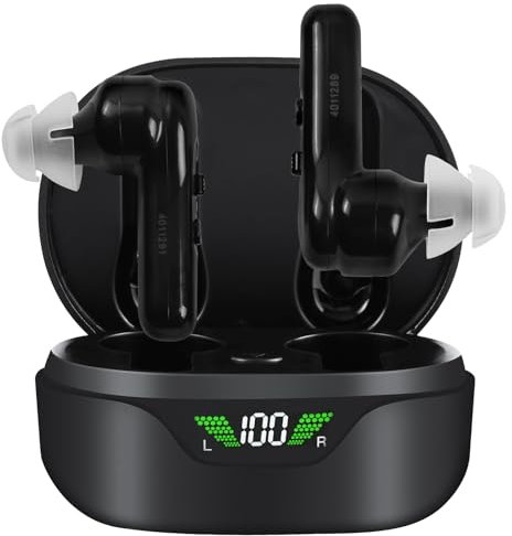 Aolso Amplificateur de Son Rechargeable, Réduction du Bruit, Station de Charge USB, Boîte de Rangement, Coupe Ergonomique Casque sans Fil(Noir 2 pièces)