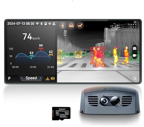 Dispositivo de visión Nocturna para Coche NV300 MAX cámara termográfica dashcam cámara termográfica para Coche detección anticolisión a 300 m Visión Nocturna térmica (Gris)