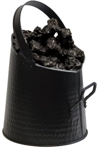 Trendi Heavy Duty Anthracite Coal Hod, Bucket Coal Scuttle Black for Fireplace Fire Side (Small Hammered Coal HOD/Bucket)