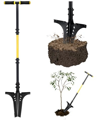 Jardineer Garden Shovels for Digging with Long Handle, Root Shovel for Cutting Roots with Comfortable Grip