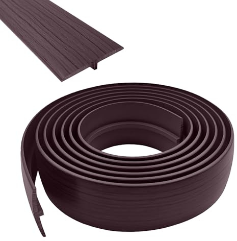 T Molding Trim,Floor Transition Strip 5cm×3m T Section Bar PVC Flat Divider Strip Laminate Profile Flooring Edge Trim for Door Threshold Joining Flooring Gaps of Laminate Plank Tile (Black Walnut, 5M)