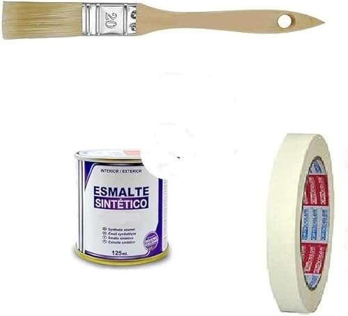 PCMoviles Pack para Pequeñas Reparaciones de Pintura – Esmalte Sintético NEGRO MATE 125 ml, Paletina y Cinta de Pintar, Ideal para Hogar y Taller