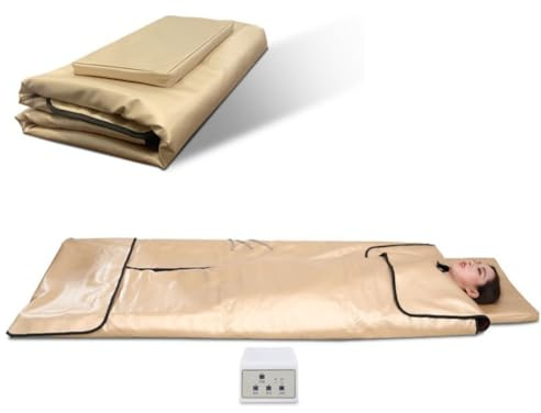 HGTRH Coperta per Sauna, Sauna da Casa Portatile con 180 Pietre Bian Timer Regolabile da 0 a 60 Minuti Controllo della Temperatura da 25 a 80 °C Pelle Resistente all'Acqua per Il Relax a Casa