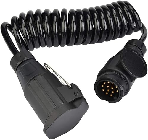 Cable de extensión para remolque Frogetu 13 polos 2M, cable en espiral con conector de remolque de 13 polos a conector de 13 polos, cable para remolque 12V para coche, camión, caravana, autocaravana