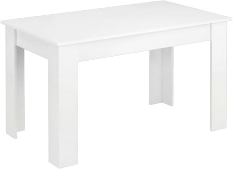 Blisswood Dining Table, Kitchen Table 120 x 80 cm, White Tabletop Rectangle Wooden Dining Table, 4 Seater for Dining Room, Kitchen & Living Room,120L x 80W x 75H cm