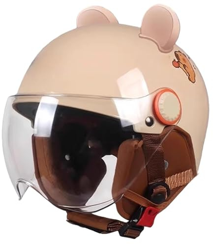 Kinder 3D Katzenohren Halbschalenhelm, ECE 22.06 + DOT Zertifizierter Leichter Rollerhelm, Klares Klapp-Visier, Verstellbar 48-52cm, Cartoon Animal Jungen Mädchen 2-6 Jahre, Laufrad Outdoor Spiel(12)