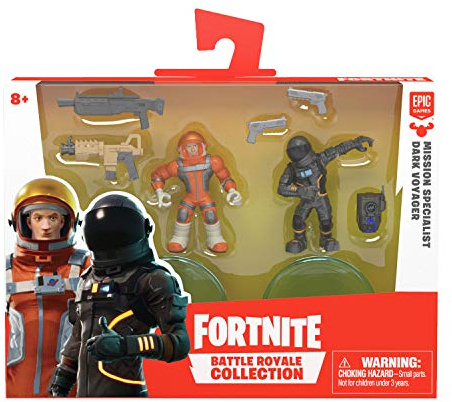 Fortnite 63540 B07PKRZKD3 Battle Royale Collection, Duo figurset Mission Specialist & Dark Voyager, actionfigurer från det populära epic-spelet, med vapen och stativ, flerfärgad
