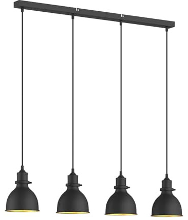 Lindby Ceiling Light Jasminka dimmable (Industrial Design) in Black Made of Metal for e.g. Kitchen (4 Light Sources, E27) from Pendant Lighting lamp Hanging Ceiling