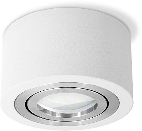 SSC-LUXon LUZA Bad Aufbauspot LED flach IP44 mit wechselbarem LED Modul 4W warmweiß - Bad Deckenspot Aufputz weiß rund 230V