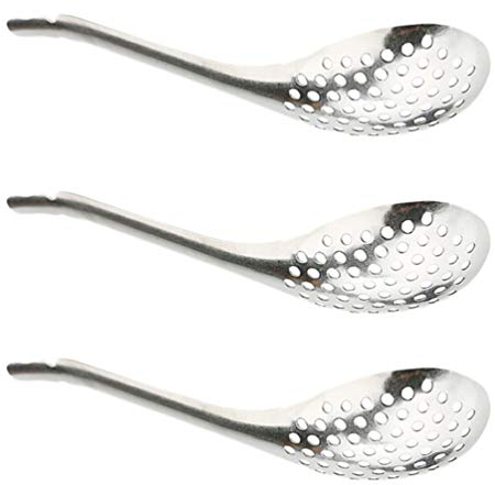 TOYANDONA 3Pcs Stainless Steel Spherification Spoon Culinary Plating Spoon Spherification Bar Spoon Salad Fruit Slotted Spoon for Kitchen