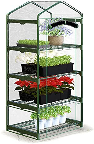 PLONOS multi-year, lockable greenhouse for balcony, with 4 shelves, large