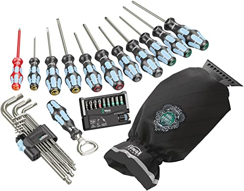 Wera 05134023001 Eisbrecher, Edelstahl Schraubendreher Satz mit Eiskratzer-Handschuh, 32-teilig