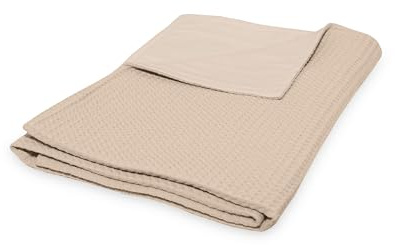 ULLENBOOM ® Manta para bebé 70x100 cm en beige (Made in EU) - Manta de peluche para bebé hecha de algodón y vellón ÖkoTex, adecuada para el cochecito o como manta de juego, diseño gofre