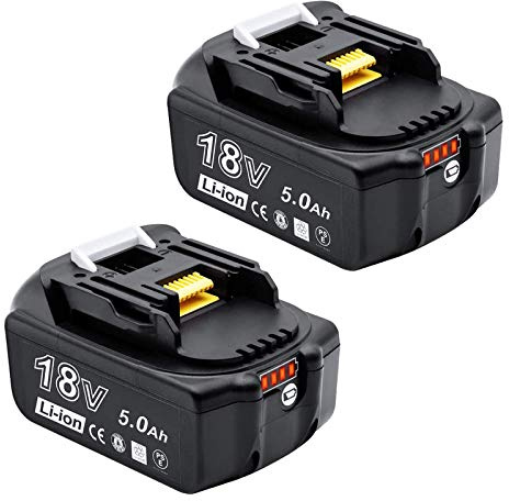 Pack of 2 18 V 5000 mAh Battery Compatible with BL1850 BL1860B BL1855 BL1840 BL1830 BL1835 BL1820B BL1815 with LED Indicator