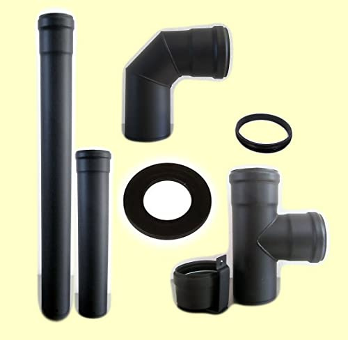 KIT SCARICO FUMI PER STUFA A PELLET DIAM 100 SMALTATO NERO SP 1,2 - vers. base