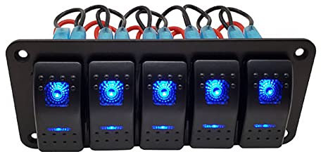 Commuta Pannello Di Commutazione Rocker, Riloer 12V/24V 240W 3/4/5/6/8 Gang Interruttore Pannello Universale Per Auto Rv Yacht Modificato, Con Illuminazione Blu/Verde/Rossa