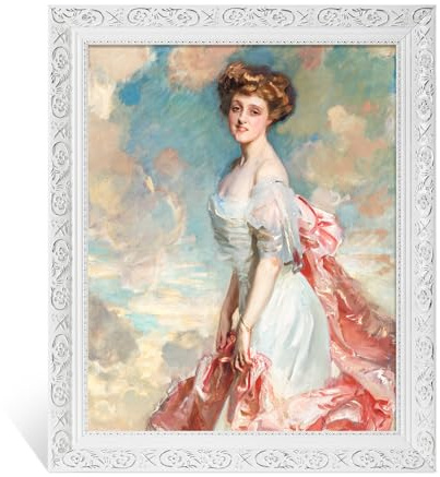 FOLKOR Ornate Canvas Frame for 11x14 Oil Paintings Art Prints, Antique White Frame for Landscape Portrait, Open Back Wood Frame for Home Office Gallery Wall Decor (No Plexiglass & Backing Board)