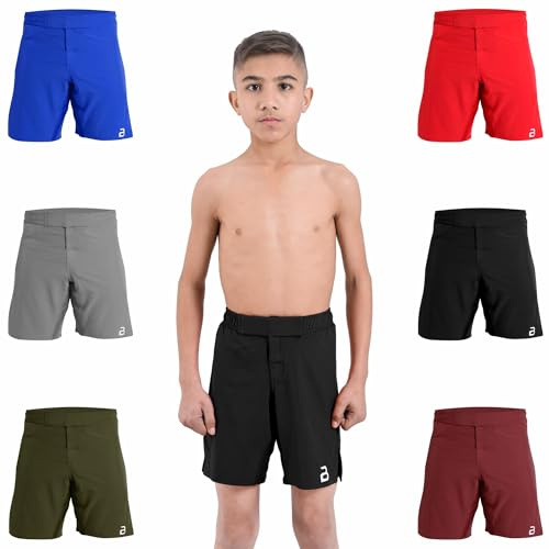 2BOLD MMA Shorts Kids Grappling, BJJ, JIU-Jitsu, NO-GI Cross Training Muay Thai, Boxing, Kids MMA Shorts (US, Alpha, X-Large, Regular, Black)