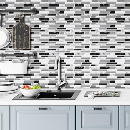 Arthome Gris Mosaico Ladrillo Papel Pintado Autoadhesivo 44mx3m Vinilo Adhesivo Muebles para Armarios Cajones Cocina Film Decorativo Impermeable Desmontable
