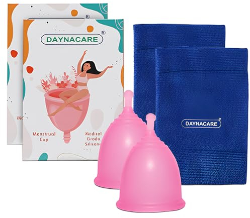 Zopper 2 x Menstrual Cup Medium with Pouch Reusable and Flexible Medical Grade Soft Silicone Odorless Easy to Use Comfort and Fit Sanitary Pad & Tampon Alternative