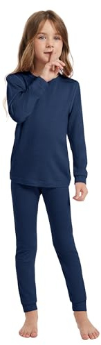woolcano 100% lana merino ropa interior térmica para niños, conjuntos térmicos para niños, parte superior térmica y parte inferior térmica para esquí, patinaje, nieve, 5-6