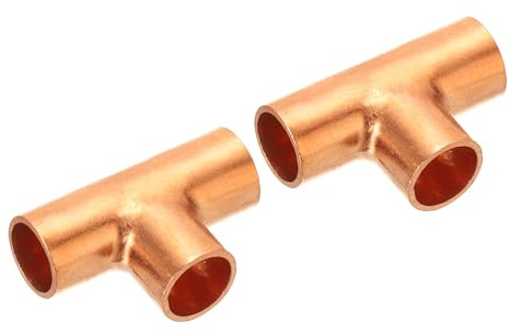 PATIKIL 3/8 ID Raccordo a T Rame, 2pz 3 Vie Raccordo per Tubo a Pressione Giunto Saldatura con Connessione Sudore per saldatura con connessione a saldare per HVAC Condizionatori d'Aria