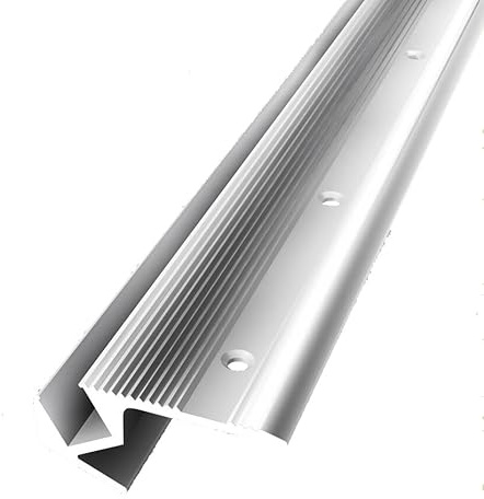 Perfil de borde de escalera para LED 23,5 x 23,5 x 2500 mm, perfil de ángulo de aluminio pulido, borde acanalado, perfil de escalera empotrado, perfil de metal perforado, perfil de conexión de