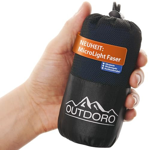 Outdoro Hüttenschlafsack - nur 210 g aus neuartiger Microlight-Mikrofaser - Ultra-Leichter Reise-Schlafsack - klein, dünn und kompakt - Inlett, Travel-Sheet