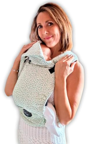 Amarsupiel - Mochila Porteo Bebe Evolutiva y Ergonomica - Cómoda y Fácil de Ajustar a la Espalda - Portabebes Recien Nacido de Algodón - Orgánico & Transpirable (Leopardo Mint)