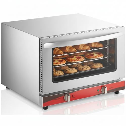 CO-16 Commercial Half Size Countertop Convection Oven, 1.5 Cu. Ft., 120V 1600W, Stainless Steel Electric Baking & Roasting Oven