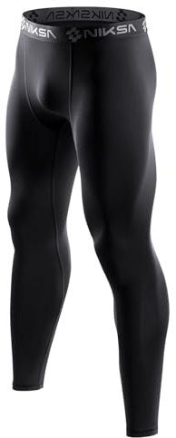 Niksa kompressionsbyxor herr sport leggings snabbtorkande baslager leggings, ventilerande funktionella kalsonger för löpning fitness basket cykling träning, 1-pack: svart x 1, M