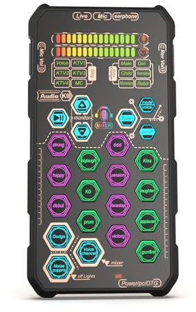 SENECESLI K9, Portable Sound Board Voice Changer, 6 Different Sounds Transformation Effects,Sound Card Set for Podacsting, Broadcasting, Living, Singing, Recording, Gaming