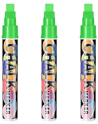 Lot de 8 Marqueurs Craie Effaçables à Base d’Eau – Feutres Craie Pointe Carrée 8 Couleurs Vives – Marqueur Fenêtre, Tableau Noir, Tableau Blanc, Verre, Ardoise – Faciles à Nettoyer (Vert x 3)