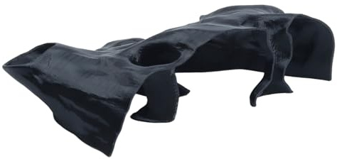 Saim Aquarium Cave Decor – 3D Printed Fish Hideout Tunnel for Betta, Guppy & Corydora Catfish – Natural Curved Shrimp Hideout with Multi-Hole Design Fish Tank Underground Corner Cave (Black, Small)