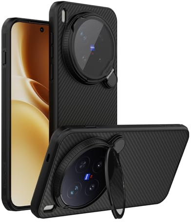 teroxa Coque pour Vivo X300 Pro, protection d'objectif d'appareil photo, support pliable avec béquille, coque arrière en TPU pour MagSafe, coins antichoc airbag (noir)