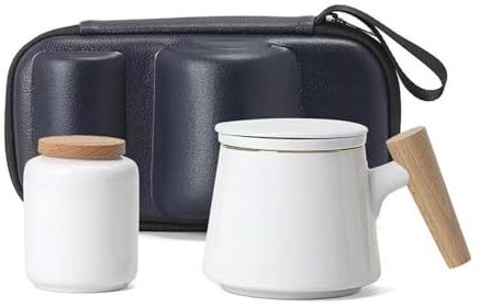 Tea Caddy Keramisk teförvaringsbehållare Burk Kontorsfilter Tesil Tekopp Mugg Bärbar Travel Te Set Handbagage