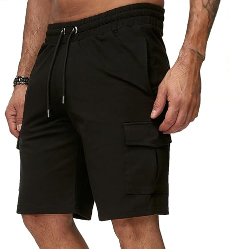 InfiniZer Men's Work Shorts Lightweight Summer Black Cargo Shorts with Multi Pockets, Elastic Waist & Durable Fabric for Hiking, Golf & Casual Wear