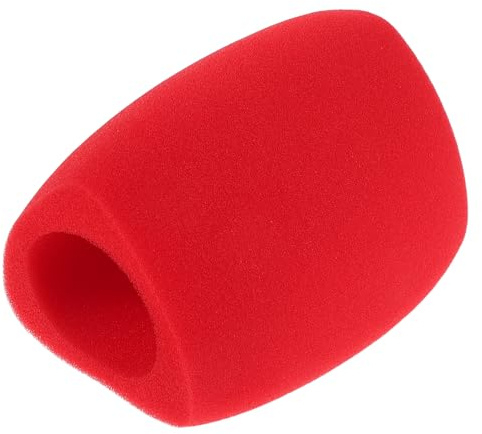 KONTONTY Filtro Antiviento para Micrófono de Esponja Triangular Rojo, Funda Ligera y Transpirable para Micrófono de Mano, Reducción de Ruido para Estudio, Karaoke y Presentaciones en