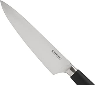 LE CREUSET Coltello da chef, Lama in acciaio inox 18,8 da 20 cm con filo liscio, Manico in resina fenolica, Nero,Argento, 98000320000300