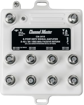 Channel Master CM3418 8-Port Distribution Amplifier for Cable and Antenna Signals