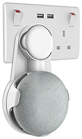 Gelink Uttag väggmontering för Google Home Mini, Nest Mini (2:a generationen) hållare stativ hängare plugg i kök badrum sovrum, döljer den långa sladden (vit)