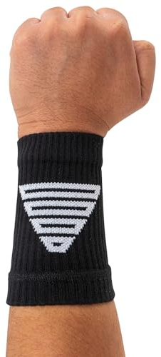 GORNATION Wristbands (1 Paar), stylische Schwarze Schweißbänder für das Workout, Bequeme Kompression & Wärme, tragbar mit Grips & Handschuhen, Baumwollmischung