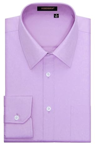 HISDERN Chemise Lavande Homme Manches Longues Chemises Habillée Formelle Chemise Regular Fit Casual Chemises Shirt Lavande XXL